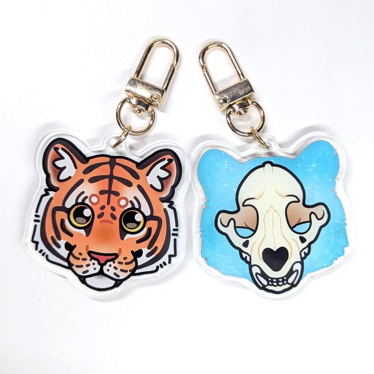Tiger and skull keychain on my Etsy, art by me Tiger and skull keychain on my Etsy, art by me